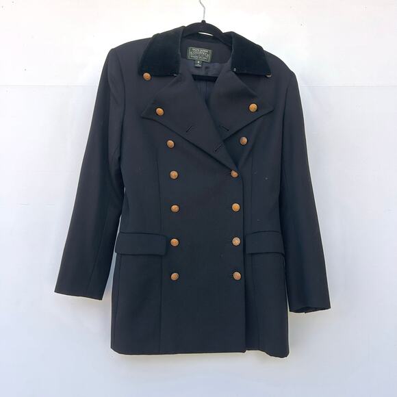 Vintage Ralph Lauren Country Wool Velvet Double Breasted Military Jacket USPS 8 - Picture 2 of 11